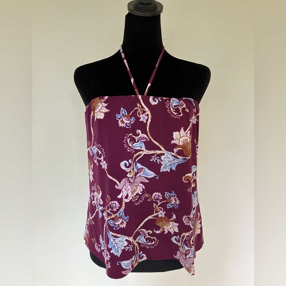 WHITE HOUSE BLACK MARKET Purple Floral Vine Print Blouse Size 2 NWT